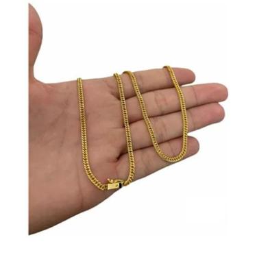 Imagem de Cordão Grumet Lacraia 3mm Banhado Ouro Luxo 70cm - A.R Variedades MT