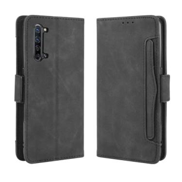 Imagem de Capa para OPPO Find X2 Lite,Retro magnético Flip Case,Design de carteira de couro PU com slots de cartão removíveis -Black