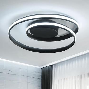 Imagem de Luminária de teto LED moderna em formato de anel, feita de alumínio e silicone, Φ60CM, 50W, 4000LM, para sala de estar, sala de jantar, cozinha, escritório e quarto. Disponível nas cores pre