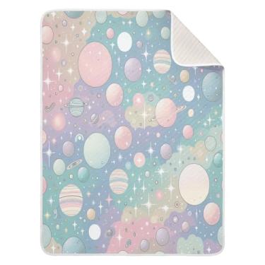 Imagem de Qilmy Cobertor de bebê Cosmic Whimsy 76 x 101 cm, cobertor infantil de algodão macio para meninos e meninas, cobertor leve e quente para bebês de berço, carrinho de bebê, soneca, recém-nascido