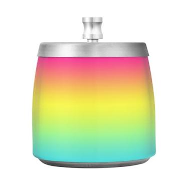 Imagem de JUZIHAI Cinzeiro arco-íris com tampa, cinzeiro de aço inoxidável inodoro à prova de vento cinzeiro sem fumaça para escritório em casa, pátio, varanda, cigarro