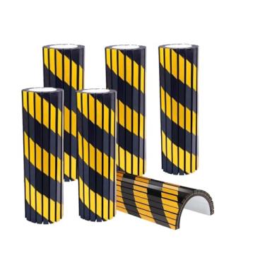 Imagem de CiCixixi 6 peças de protetor de parede de garagem protetor de canto de parede de espuma para garagens de estacionamento protetores de para-choques de parede tampas de espuma reflexiva preto amarelo