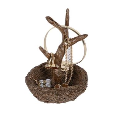 Imagem de UFAIRV Porta-joias retrô para ramos, exibição de suporte, suporte de torre de árvore de pássaros, organizador de pendurar para anéis, brincos, colar, pulseira, adequado para salas de estar, banheiros