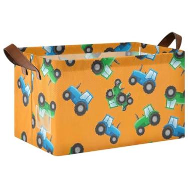 Imagem de Organizador grande de tratores de desenho animado laranja para armazenamento de roupas, organizadores de brinquedos e caixas de armazenamento para organização e armazenamento de trailers, 17 x 29 x 25