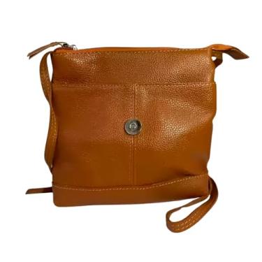 Imagem de Bolsa de Couro Legítimo Transversal Tiracolo Modelo Jô Modelo:Caramelo