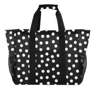 Imagem de ODAWA Sacolas de compras abertas de bolinhas pretas, bolsa de praia leve para férias e natação