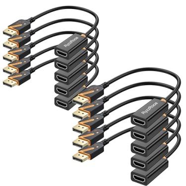 Imagem de RyzzRooa Adaptador de porta de exibição 4K para HDMI, pacote com 10, adaptador DP 1.2 para HDMI 1.4 de 10,2 Gbps, unidirecional (macho para fêmea), compatível com monitor, laptop, PC, projetor