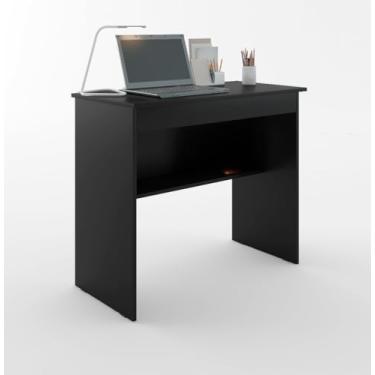 Imagem de Escrivaninha Compacta com Gaveta e Prateleira – Mesa para Home Office e Estudo (Preto)