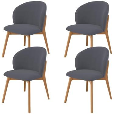 Imagem de Kit 04 Cadeiras de Jantar e Estar Living Estofada Mia L02 Suede Cinza - Lyam Decor