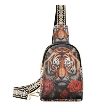 Imagem de CEBUGI Bolsa tiracolo feminina Animal Rose pequena bolsa tiracolo de couro para trilhas, viagens ao ar livre
