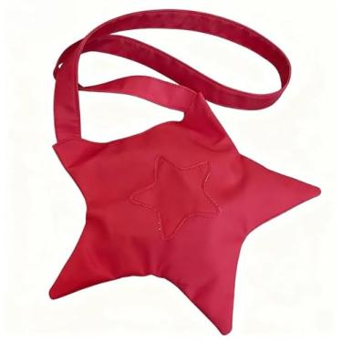 Imagem de Bolsa tiracolo estilosa com estampa de estrelas, bolsa de ombro de lona amarela para passeios, Vermelho, Medium