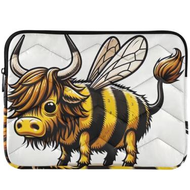 Imagem de Capa para laptop divertida com estampa de abelha e vaca misturada, capa acolchoada para notebook universal, 14 e 13 polegadas