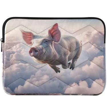 Imagem de Capa de laptop divertida com nuvens voadoras de porco para MacBook Pro 13 polegadas, universal, acessórios de computador de 13 a 14 polegadas