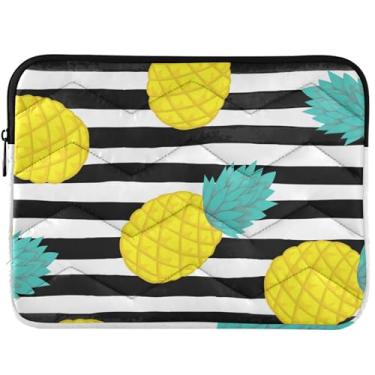 Imagem de Capa para notebook com listras de abacaxi e frutas capa protetora para laptop universal de 13 polegadas