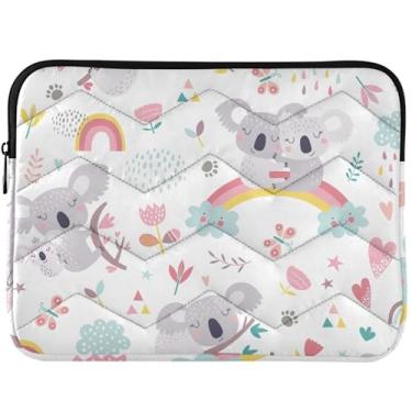 Imagem de Linda capa para laptop de coala arco-íris floral fofa capa protetora durável para laptop capa universal para laptop de 13 a 14 polegadas