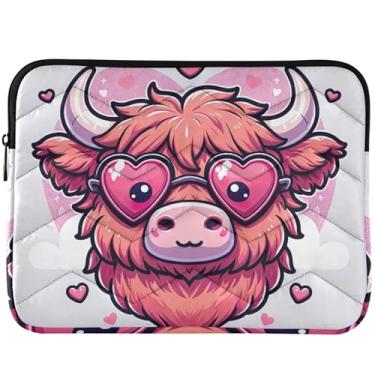Imagem de Capa fofa para laptop com desenho de vaca Highland para Macbook Pro 14 polegadas, capa universal para laptop de 33 a 14 polegadas fofa