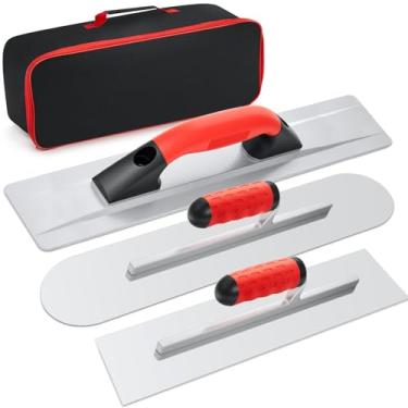 Imagem de MorningRo O conjunto de 4 ferramentas manuais de concreto inclui boia manual de magnésio de cimento 40,6 cm x 8,5 cm, espátula de piscina de aço inoxidável 40,6 cm x 10 cm, espátula de acabamento de