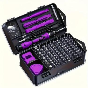 Imagem de Conjunto de chaves de fenda de precisão 115 em 1, kit de ferramentas de reparo profissional com cabeça plana e várias pontas para eletrônicos, telefone, relógio, manutenção automotiva - alça
