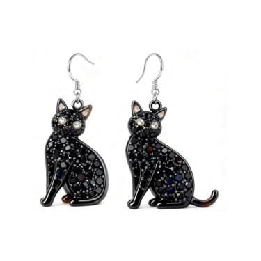 Imagem de OSCCI Adoráveis brincos em forma de gato – design animal acrílico com ganchos de liga durável, brincos hipoalergênicos modernos para mulheres e amantes de animais de estimação, Acrílico, Sem pedra