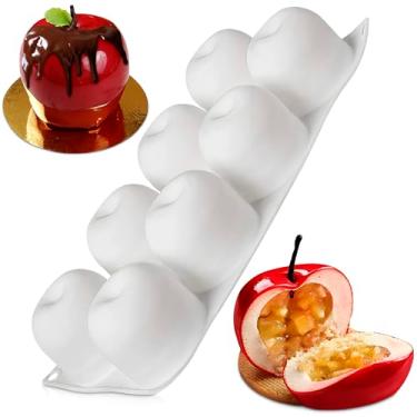 Imagem de Molde de silicone para maçã com 8 cavidades – 29 x 16 x 5 cm Molde de maçã para assar, bom para pastelaria, gelatina, sorvete, sabão e velas, antiaderente e fácil de limpar, seguro para forno e