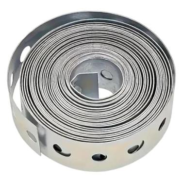 Imagem de harayaa Cinta para Tubos Reforçada Prateada Multifuncional Perfurada para Projetos de Bricolagem, 3 metros de Comprimento, Cinta de Suspensão Profissional