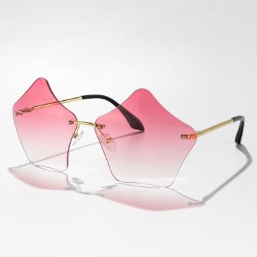 Imagem de Óculos de sol femininos Dopamine Star, colorido, armação de estrela de cinco pontas, divertidos, modernos, para mulheres, Dégradé rosa, Lens Width: 67Millimeters