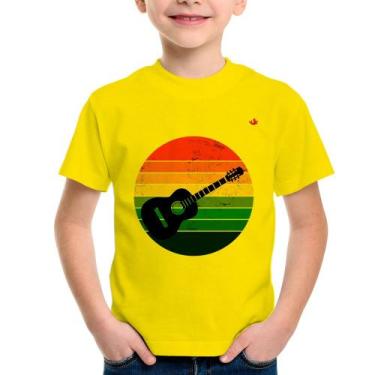 Imagem de Camiseta Infantil Violão Vintage Sunset - Foca na Moda, Amarelo, 14