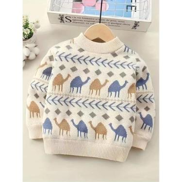 Imagem de Suéter De Pulôver De Malha Com Forro De Fleece Para Meninos, Camisa De