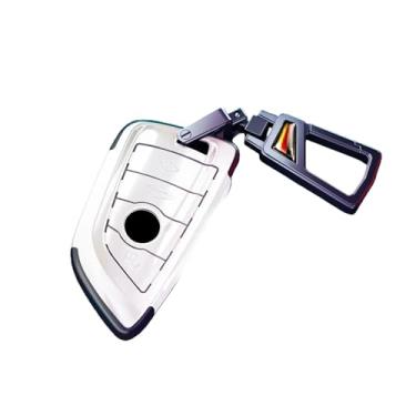 Imagem de Abs carro remoto chave caso capa escudo fob compatível com bmw x1 x3 x5 x6 x7 g20 g30 g05 f15 f16 1 3 5 7 série f01 f02 g11 f48 f39 keyless(White Metal)