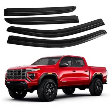Imagem de Canvcle Protetores de chuva para viseiras de janela para 2023-2025 2026 Chevrolet/Chevy Colorado/GMC Canyon acessórios, defletores de vento de janela lateral com fita adesiva para montagem externa e