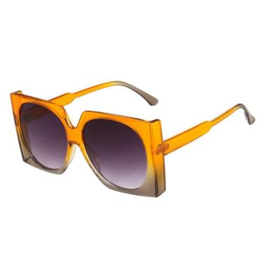 Imagem de Óculos de Sol Oversized com Lentes Gradientes em Cores Candy, Proteção UV400, Ideais para Esportes ao Ar Livre, Corrida e Ciclismo, nas Cores Laranja e Cinza.