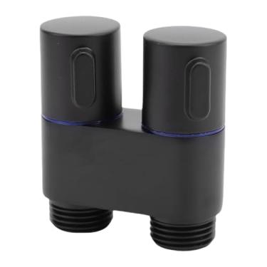 Imagem de Zyyini Válvula Angular de Metal 1 Em 2 Saídas Com Interruptores de Controle Duplo - Ampla Aplicação Em Varandas de Banheiros - Material de Cobre Premium (Preto)