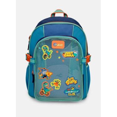 Imagem de Mochila Costas Customizável Color Block Azul Puket