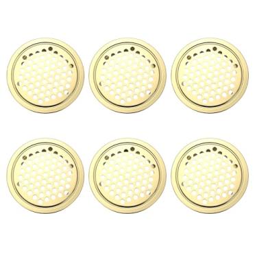 Imagem de PATIKIL Saídas de ar circulares de 50 mm, pacote com 6 aberturas de ventilação de aço inoxidável com orifício de malha redonda para cozinha, banheiro, sapato, armário, guarda-roupa, ouro