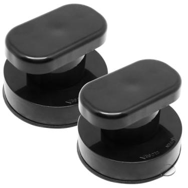 Imagem de YuGtcen 2 peças de alça de ventosa, puxador de ventosa de porta de vidro de chuveiro, botão removível sem perfuração para porta deslizante armário gaveta tampa de assento de vaso sanitário (preto)