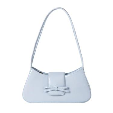 Imagem de NLAIOUSL Bolsa de ombro elegante feminina de couro PU com laços, decoração casual nas axilas