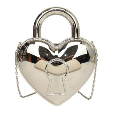 Imagem de NLAIOUSL Bolsa de ombro elegante em forma de coração, bolsa transversal acrílica, bolsa noturna, acessório de festa para mulheres elegantes