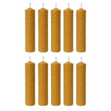 Imagem de 10 Velas De Cera De Abelha 100% Pura E Natural 10x2 Cm - NoBrand
