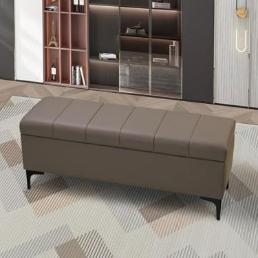 Imagem de Banco de cama moderno para quarto com armazenamento, bancos de entrada com almofada, banco de armazenamento de sala de estar, banco de sapato de porta frontal com armazenamento, banco de assento de