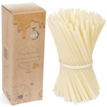 Imagem de Velas de cera de abelha pura, velas cônicas finas decorativas de 16 cm, perfumadas com mel, sem gotejamento, sem fumaça, tempo de queima de 30 minutos para aniversário, jantar, oração, igreja