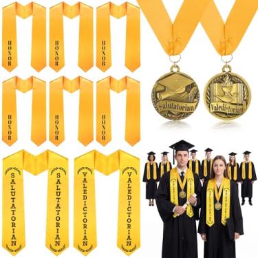 Imagem de Cuffbow Conjunto de medalhas e estolas de formatura 2026 Valedictorian Salutatorian Graduation Stole and Award Medalha com fita de gorgorão para estudantes