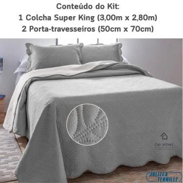 Imagem de Colcha Ultrasonic Jolitex Super King Dupla Face 3 Peças Cinza Prata