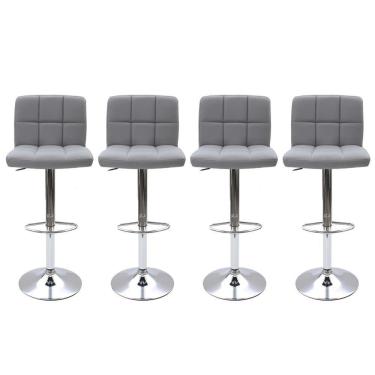 Imagem de Kit 4 Banqueta Giratórias Gomos Cinza Cinza