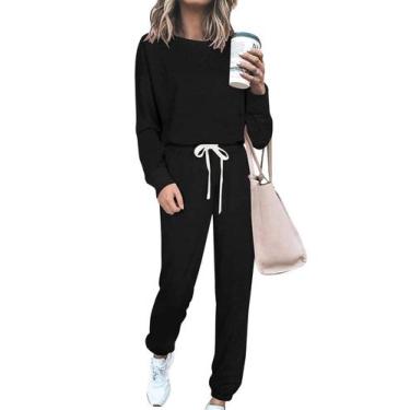 Imagem de Conjunto Deportivo PRETTYGARDEN para Mujer de 2 Piezas en Algodón, Neg