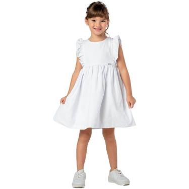Imagem de Vestido Infantil Rosê Princesa Luxo Com Babado Fofo Branco-Feminino