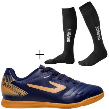 Imagem de Kit Chuteira Futsal Topper Cup VII+ Meião De Futebol Dalponte Profissional