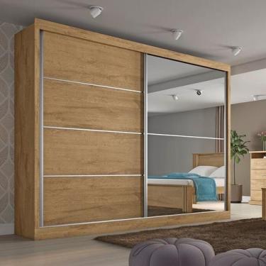 Imagem de Guarda Roupa Casal com Espelho 2 Portas 4 Gavetas - Verona-Amêndoa - M