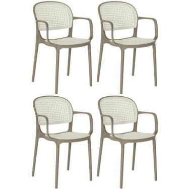 Imagem de Kit 4 Cadeiras de Jantar Roma Prática com Braços para Sala e Cozinha -