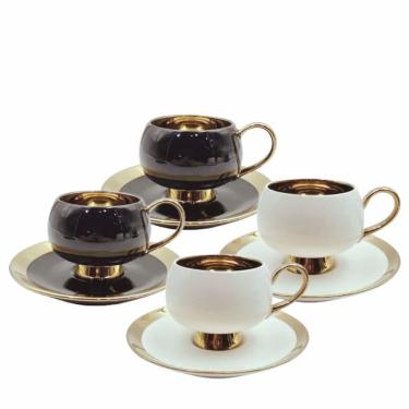 Imagem de Jogo Xícaras para Cafe Thari 4un 120ml Borda Dourada L`Hermitage