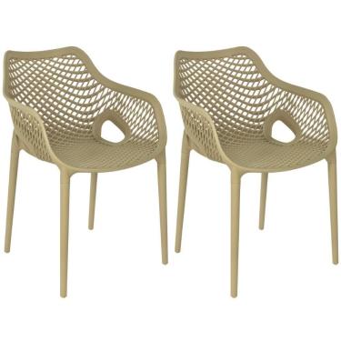 Imagem de Kit 2 Cadeiras De Jantar Design Suits Com Braços Empilhável Em Polipropileno - Nude